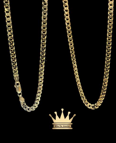 18k handmade solid Cuban link chain   weight 2.14 gram 4mm 20 inches