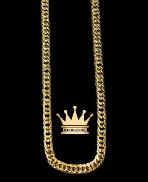 18k Semisolid Double Cuban Link Chain with Diamond Cut