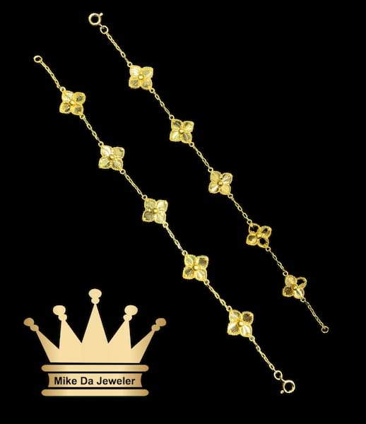 21K Solid Handmade Van Cleef Design Bracelet