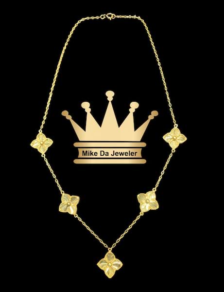 21K Solid Handmade Van Cleef Design Necklace