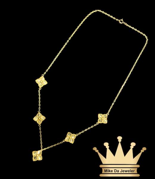 21K Solid Handmade Van Cleef Design Necklace