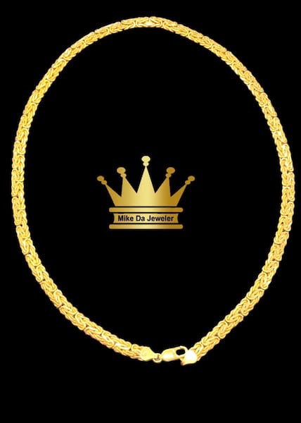 18 k Yellow Gold Super Byzantine Link Fashion Chain Necklace 20 inch 5mm 32.910 grams.