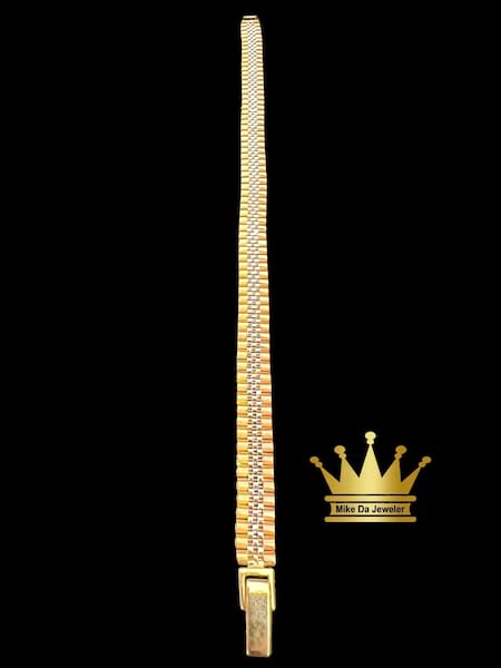Solid 18k Tri color gold Rolex bracelet grams 17.06