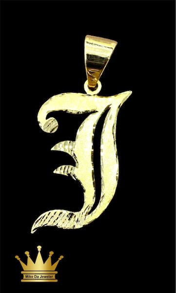 18k Handmade Customized Old English Initials Pendant