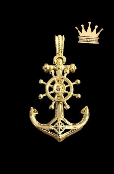 18k solid yellow gold new arrival anchor charm   weight 10.190 gram size-2 inch