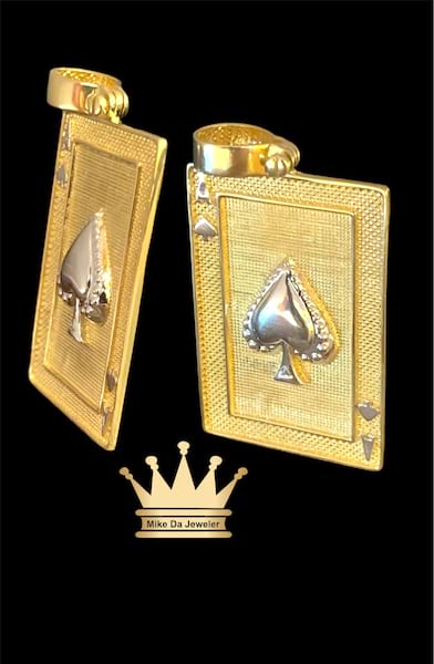 18k Solid Yellow and White Two-Tone Gold Charm