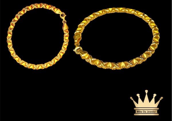 18karat gold heart female bracelet weight 8.060 size 7.75 inch
