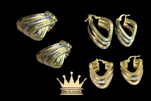 18k Three-Tone Gold Earrings
