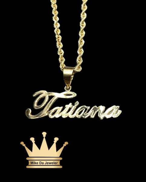 18K Handmade Customized Cutout Name Pendant