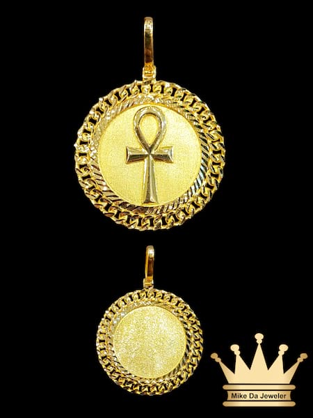 18K Solid Gold Custom Made Ankh Cross Charm