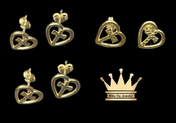 18k heart with cross  weight 1.24gram 6mm