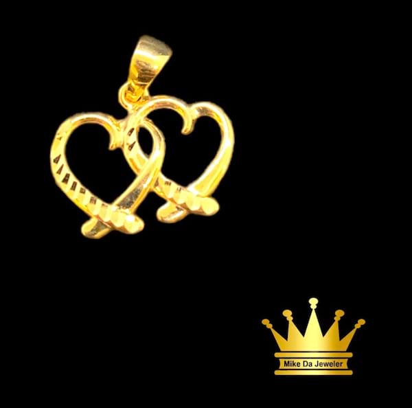 18K Gold Double Heart Charm