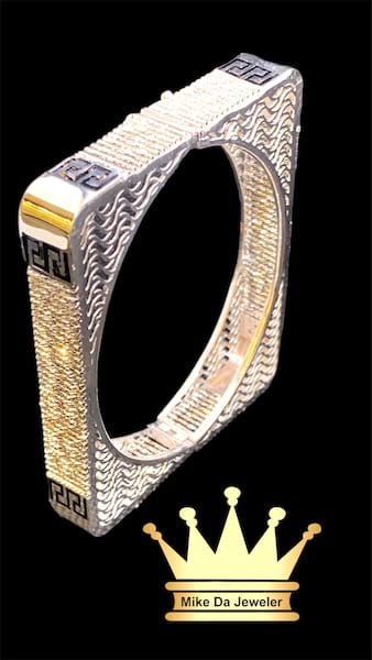 21k gold square shape bangle 31.250 gram   also available in rose gold and yellow gold