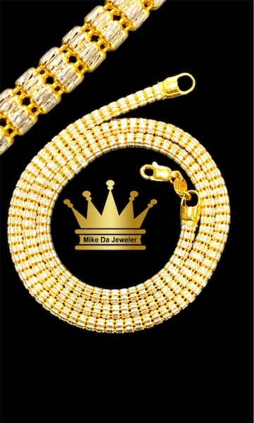 22k Solid White and Yellow Gold IC Chain 18 Inch