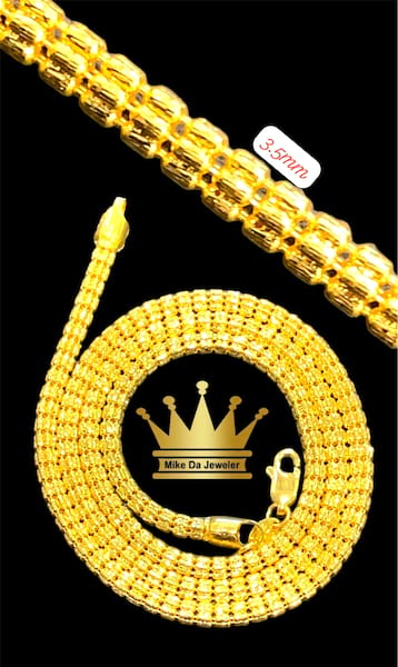 22k solid yellow gold IC Chain 20 inch longer 3.5 mm weight 21.68 grams