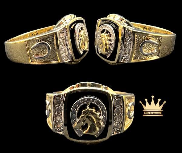 18k yellow gold horseshoe men’s ring 7.76 grams