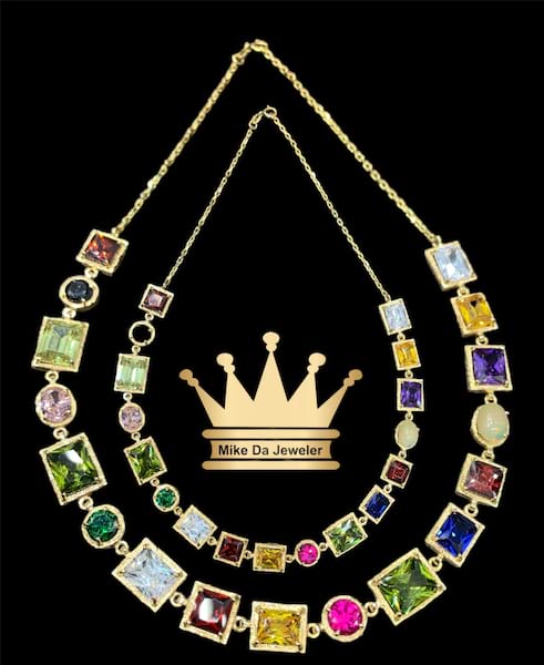 18k Handmade Customized Choker with Mixed Gems