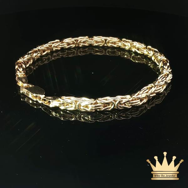 18k Yellow Gold Byzantine Bracelet Classic Royal Link Design