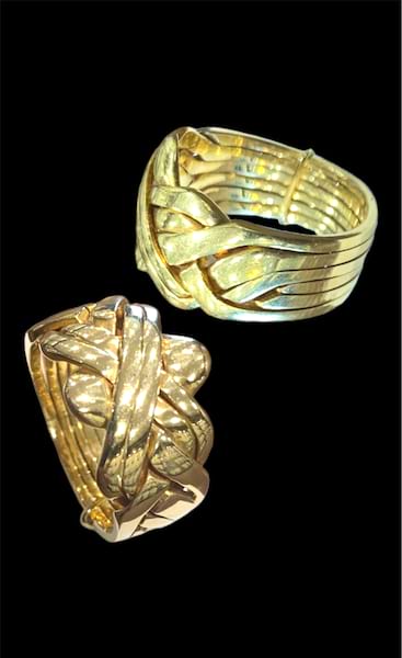 18 k gold puzzle ring 6 band Size 7 US Weight 8.800 gm