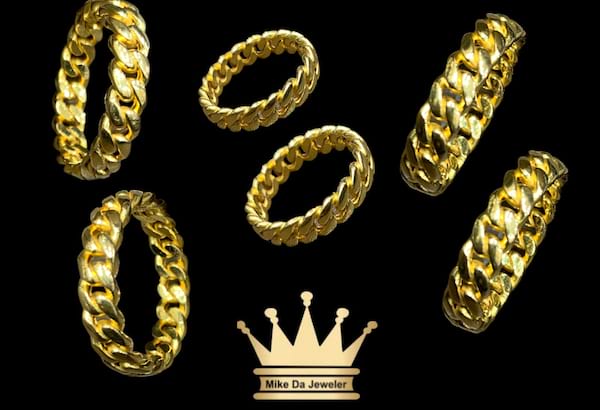 21 k Cuban link ring  weight 3.77 grams size 9 and 3 mm