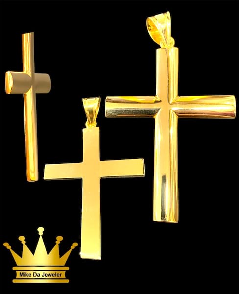 18k Yellow Gold Cross Pendant Solid Hand Made