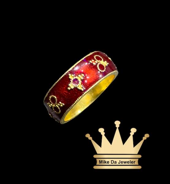 21 k handmade color customized ring    weight 10.25 grams size 9