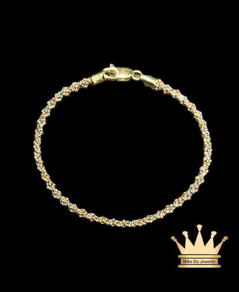 18K Handmade Tricolor Popcorn Bracelet