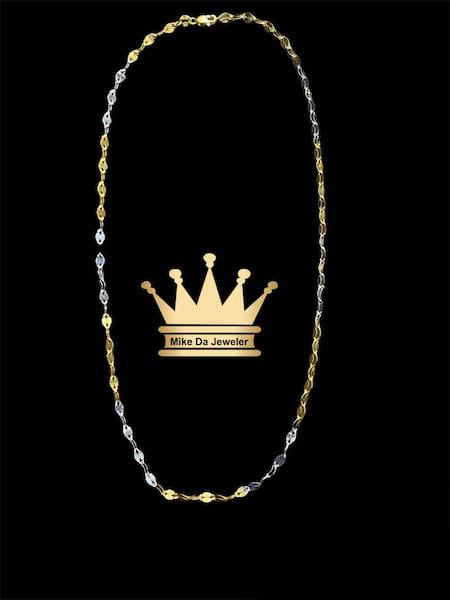 22K Handmade Two-Tone Twister Chain