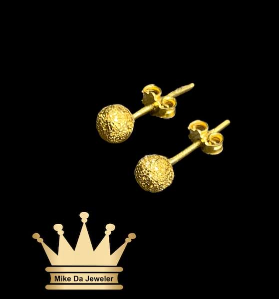 21k Handmade Ball Earrings with Brush Work