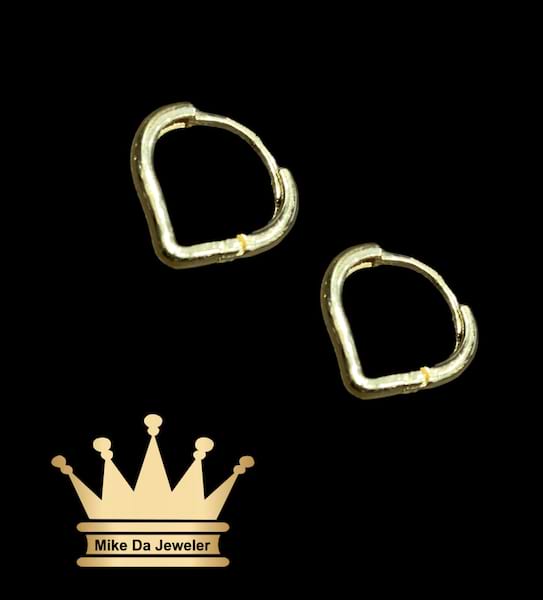 18k handmade hoop earrings pair fully polish work    weight 2.06 grams 10 mm