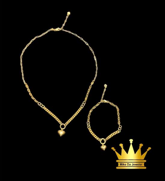 18K Gold Necklace with Bracelet