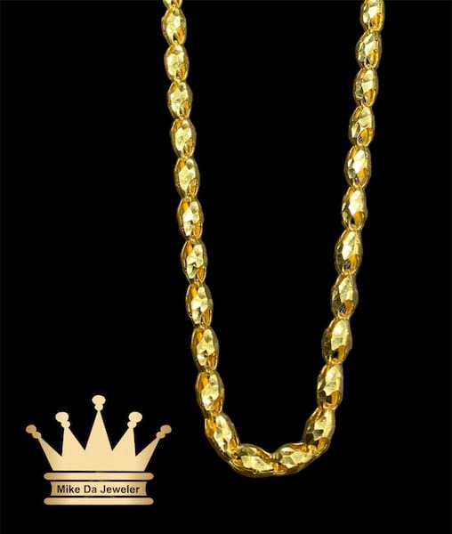 22K Handmade Beads Chain with Diamond Cut