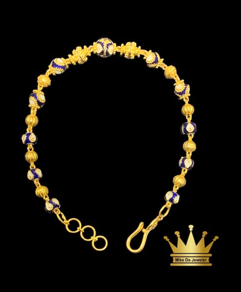 Solid 21k yellow gold leave bracelet 11.130 grams 4 mm 7.5inch longer