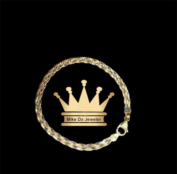 18k Handmade Tricolor Flat Bracelet