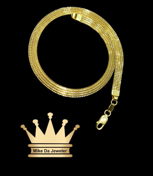 21k yellow gold flat anklet  weight 6.68 grams 10 inches 6 mm