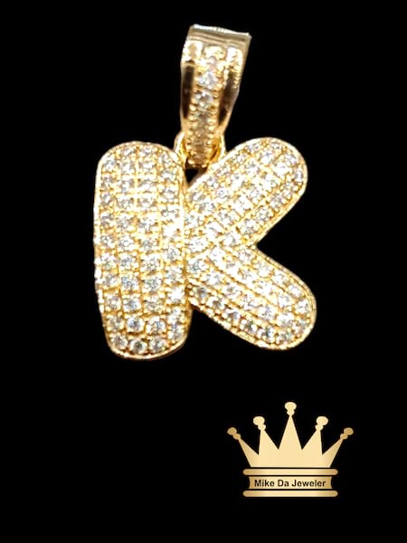 18K Gold with Moissanite Letter 'K' Initial Pendant