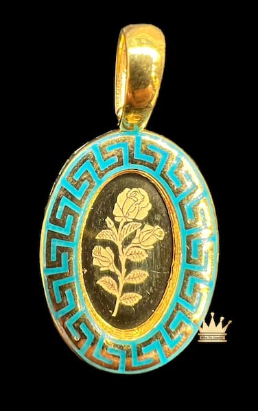 21k gold flower style gold pendant oval shape grams 3.39
