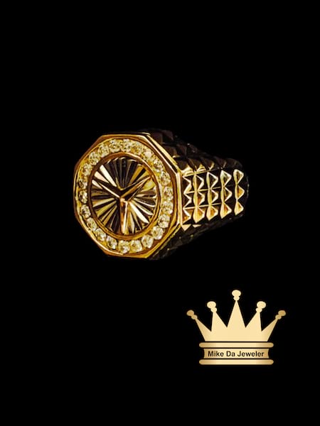 18 Karat Gold Mercedes Benz Logo Men's Ring
