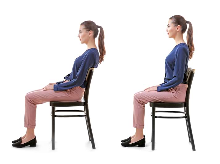 Pozitia corecta pe scaunul de la birou, pentru evitarea durerilor de spate