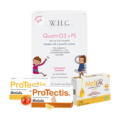 Picture of Bundle ProTectis, supliment alimentar probiotic, lămâie + WHC-QUATTR03+PS + Microclisme MeliLax Pediatric, soluție inovatoare împotriva constipației