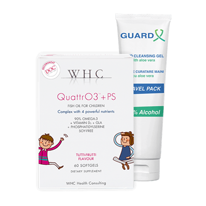 Imagine Pachet WHC-QUATTR03+PS + GUARD X Uno Travel Pack, Gel de curățare maini