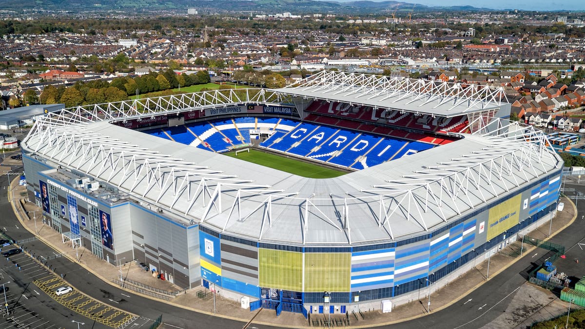 The extended Ninian Stand at Cardiff City Stadium once completed